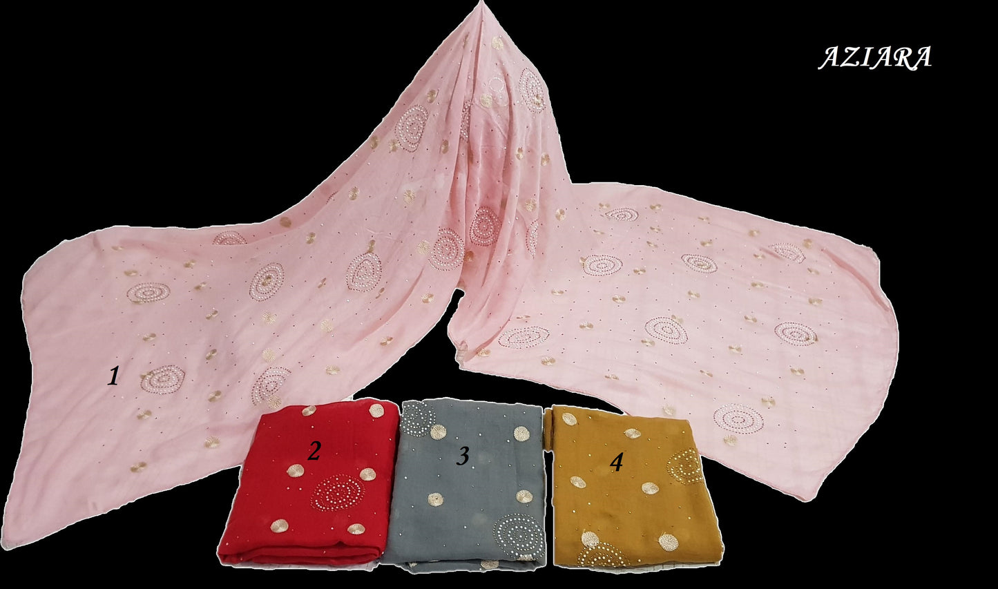 Circular Embroidery Glitter Scarf / Hijab