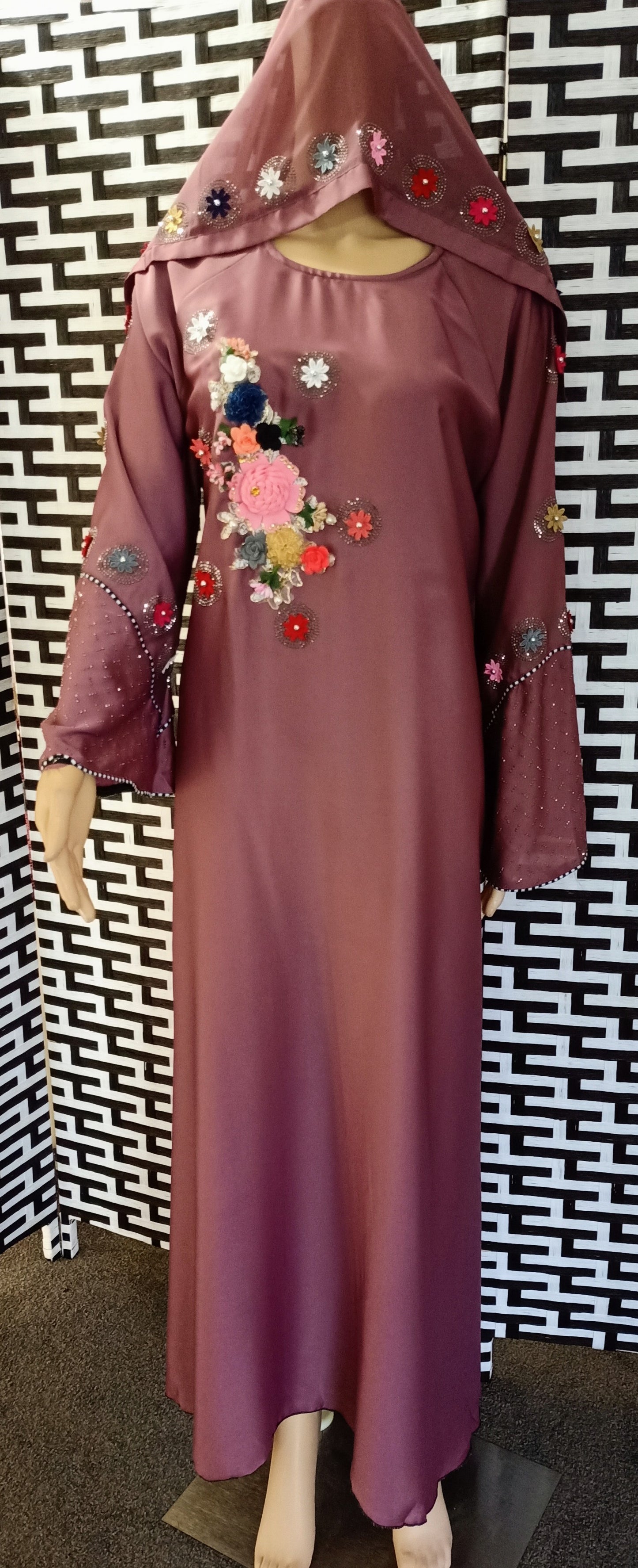7 Bouquet Mauve casual abaya