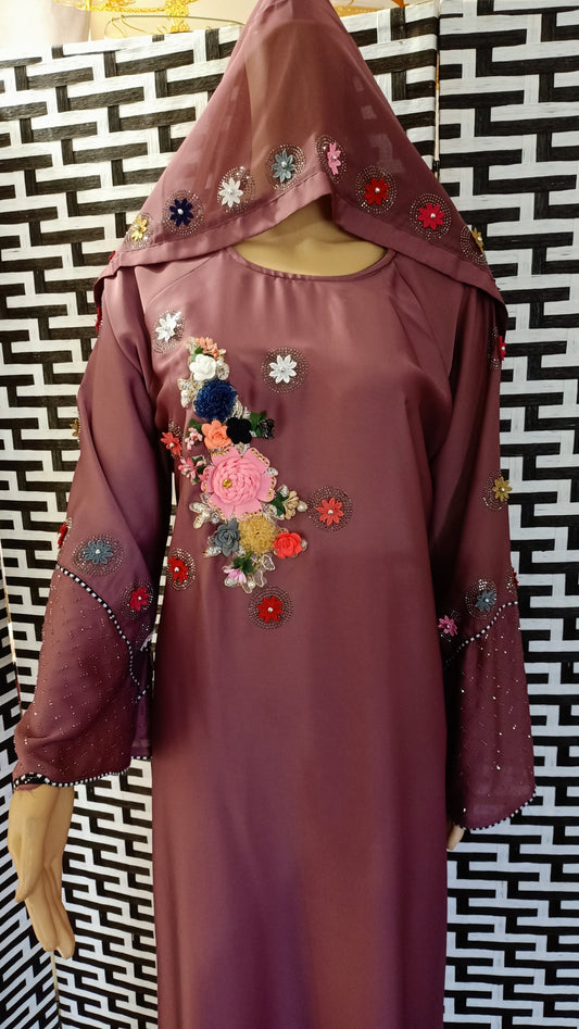 7 Bouquet Mauve casual abaya
