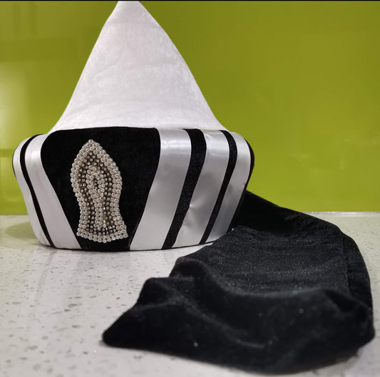 Ashrafi Taaj Mens Hat 3 (Black-White)