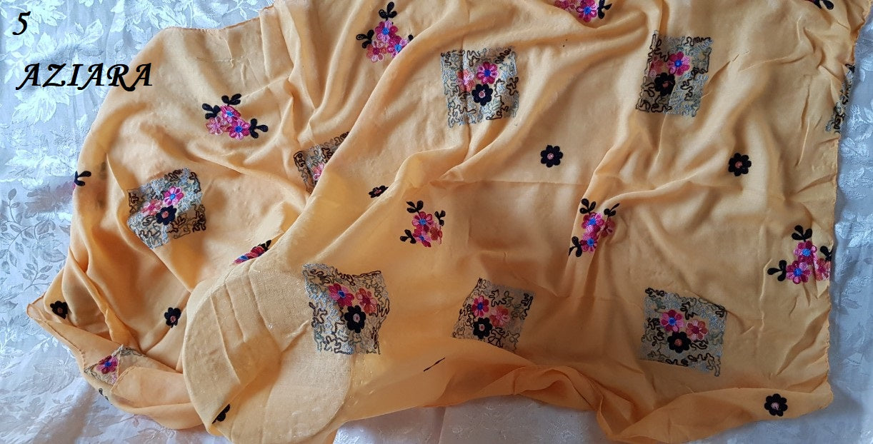 Embroidery scarves/hijabs - with tassels
