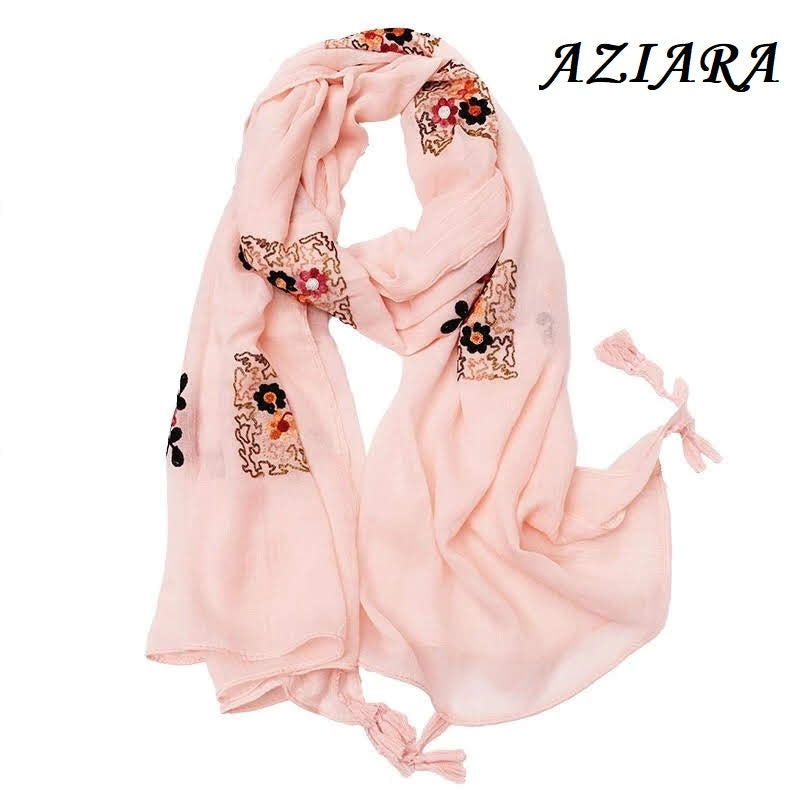 Embroidery scarves/hijabs - with tassels
