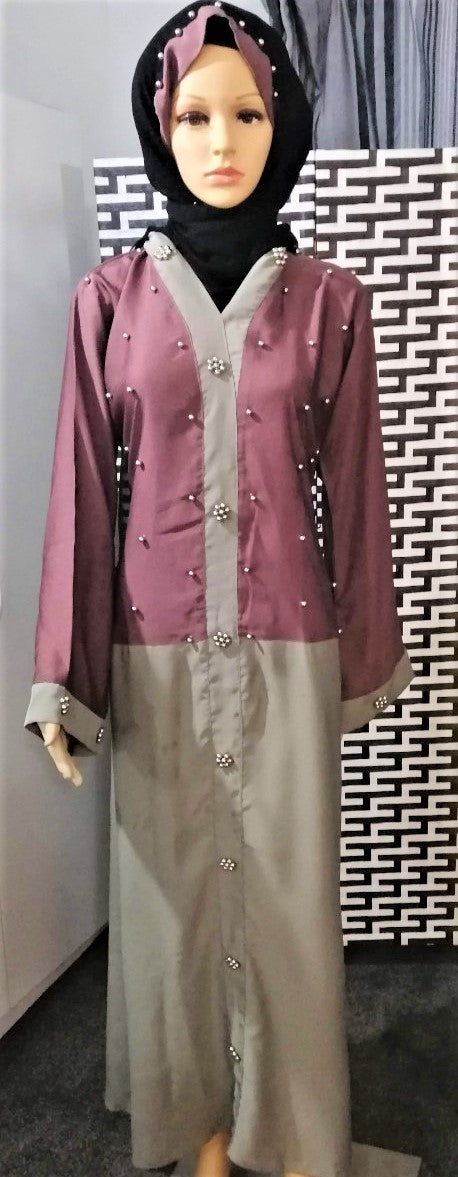 Casual Abaya (Size 46) Light Mauve and khaki joint.