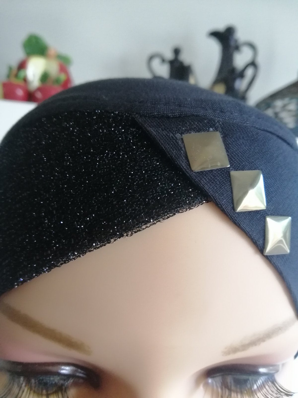 Style 2: Cross back tie inner cap. Shiny and Beads