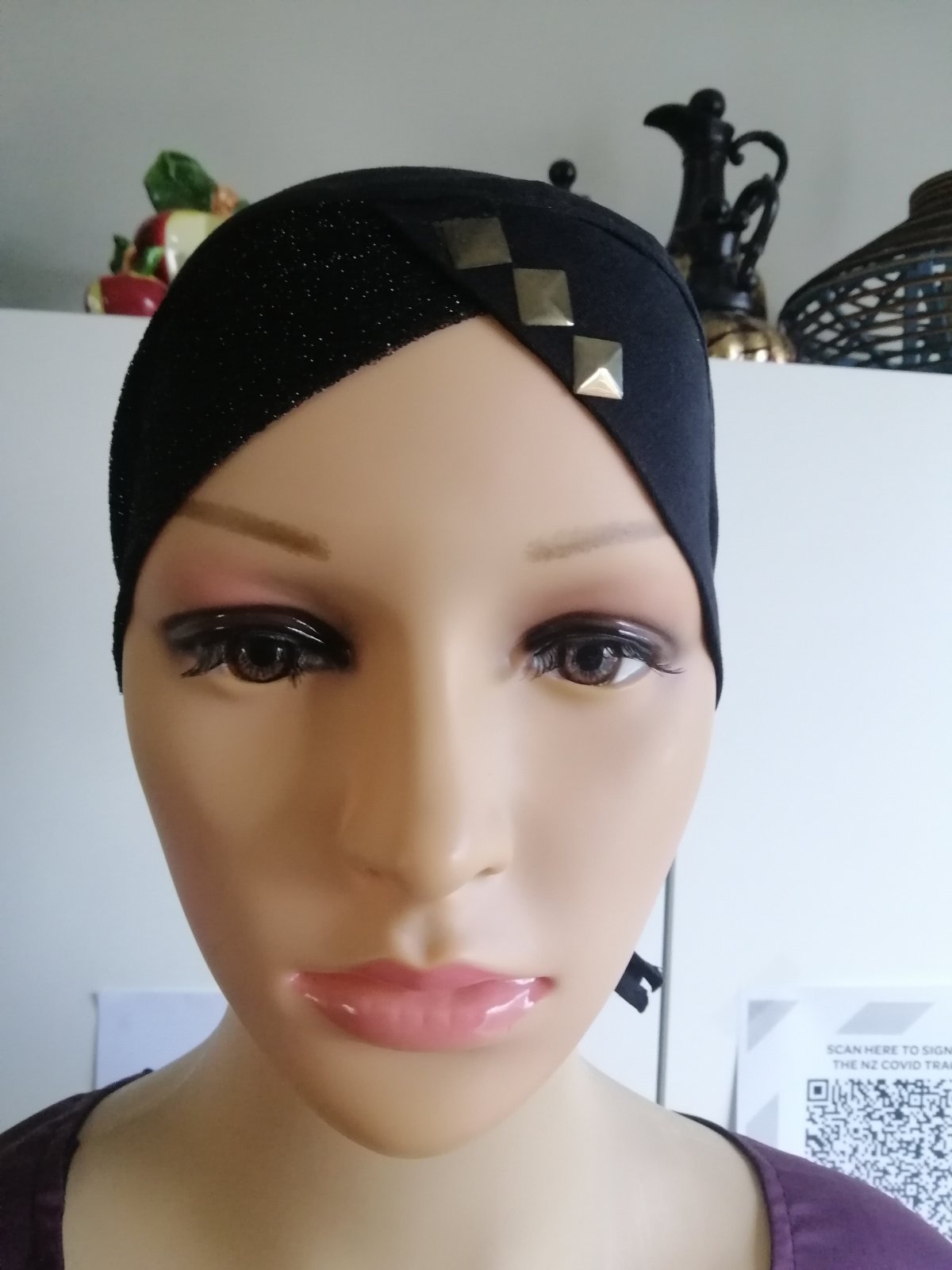 Style 2: Cross back tie inner cap. Shiny and Beads