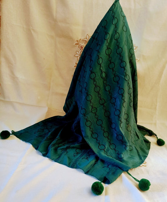 Black Print Pom Pom Tassel Scarves Hijabs