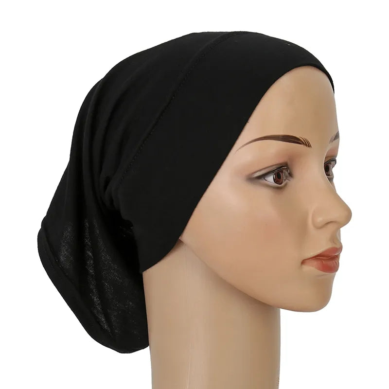 Black Plain Tube Inner Hijab caps