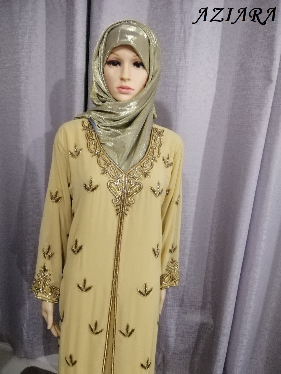 CLEARANCE - Cream Crystal Abaya